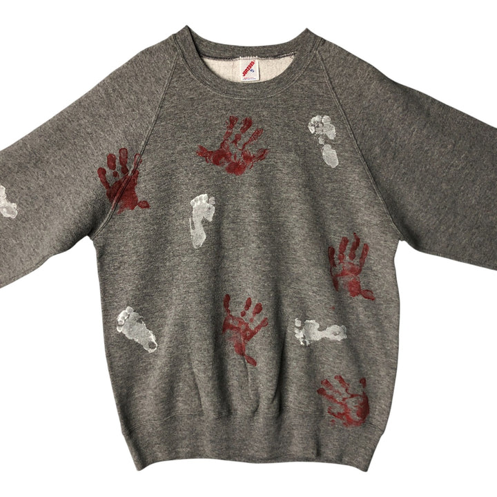 Vintage 80s-90'S Jerzees Painted Sweatshirt, Made in USA, Men's Size XL polyester gray type Vintage Second Hand