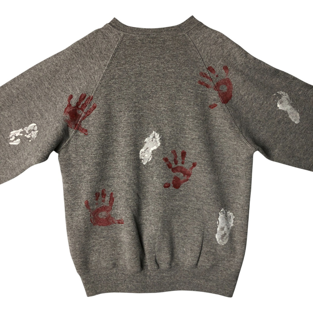 Vintage 80s-90'S Jerzees Painted Sweatshirt, Made in USA, Men's Size XL polyester gray type Vintage Second Hand