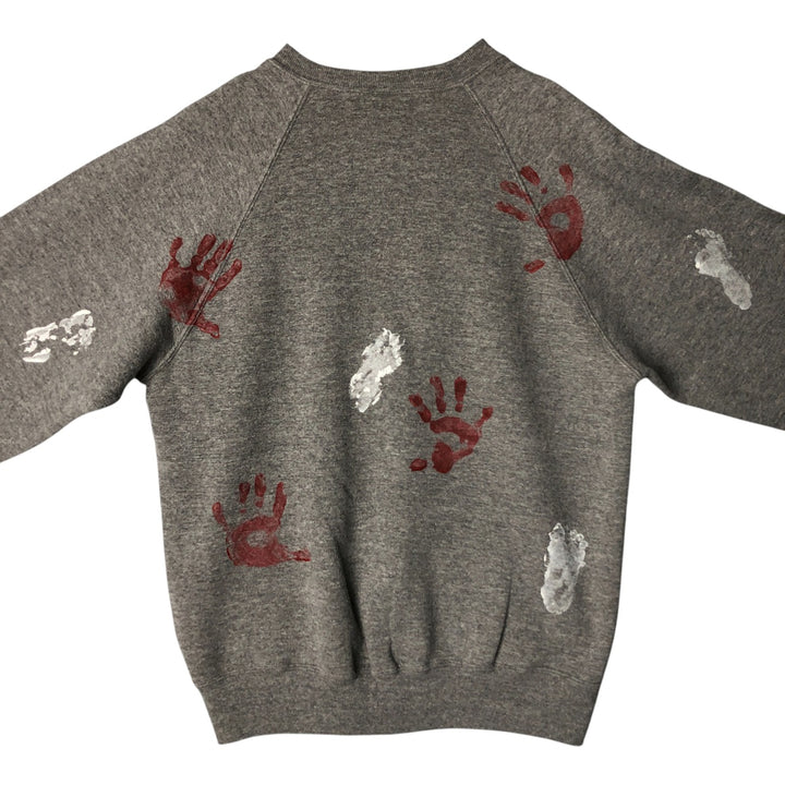 Vintage 80s-90'S Jerzees Painted Sweatshirt, Made in USA, Men's Size XL polyester gray type Vintage Second Hand
