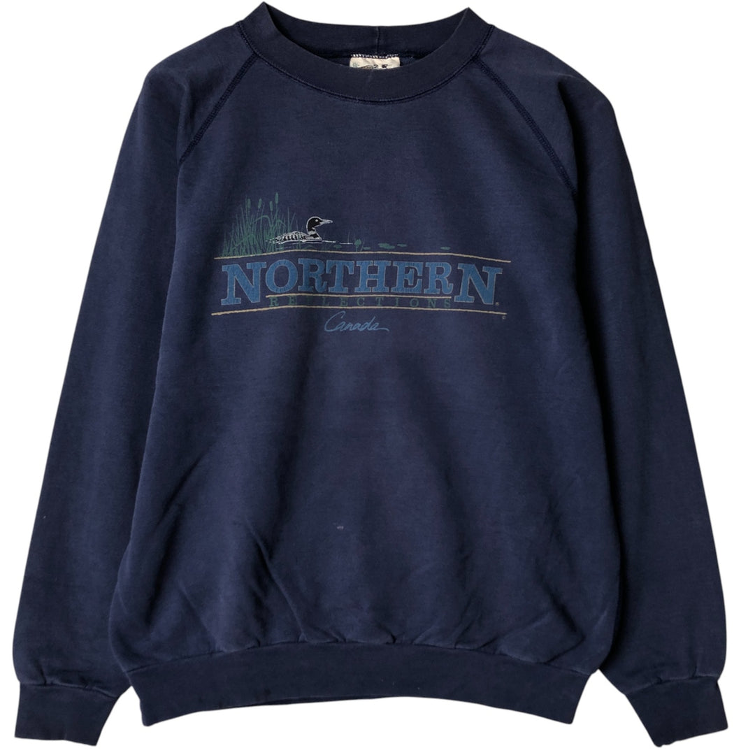 Vintage 90'S NORTHERN printed sweatshirt, size L, men's unclear navy blue type Vintage Second Hand