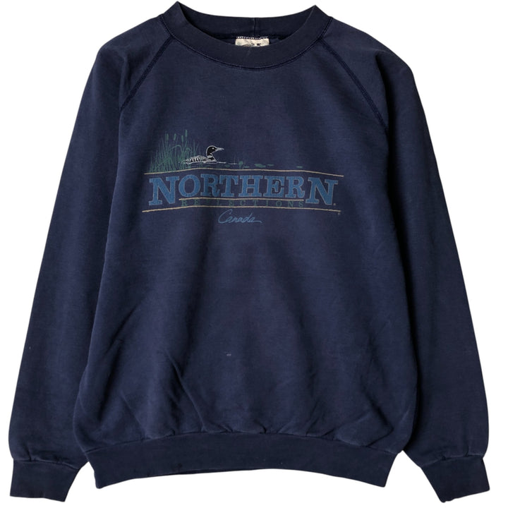 Vintage 90'S NORTHERN printed sweatshirt, size L, men's unclear navy blue type Vintage Second Hand