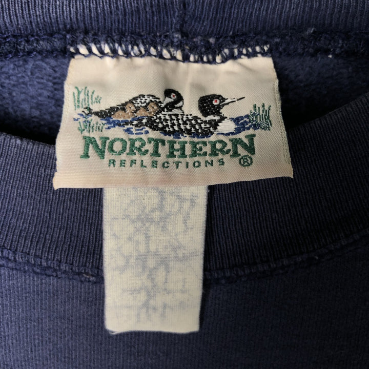 Vintage 90'S NORTHERN printed sweatshirt, size L, men's unclear navy blue type Vintage Second Hand