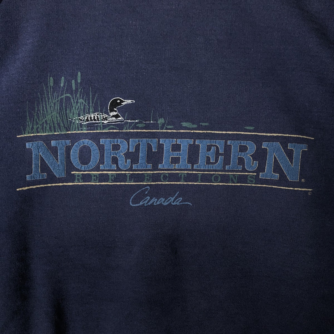 Vintage 90'S NORTHERN printed sweatshirt, size L, men's unclear navy blue type Vintage Second Hand