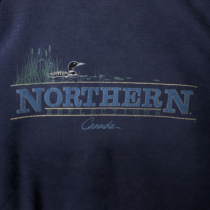 Vintage 90'S NORTHERN printed sweatshirt, size L, men's unclear navy blue type Vintage Second Hand