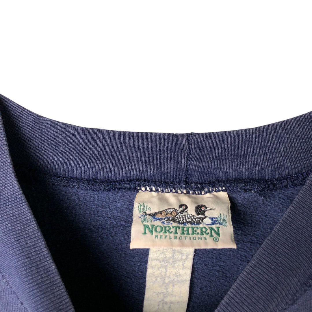 Vintage 90'S NORTHERN printed sweatshirt, size L, men's unclear navy blue type Vintage Second Hand
