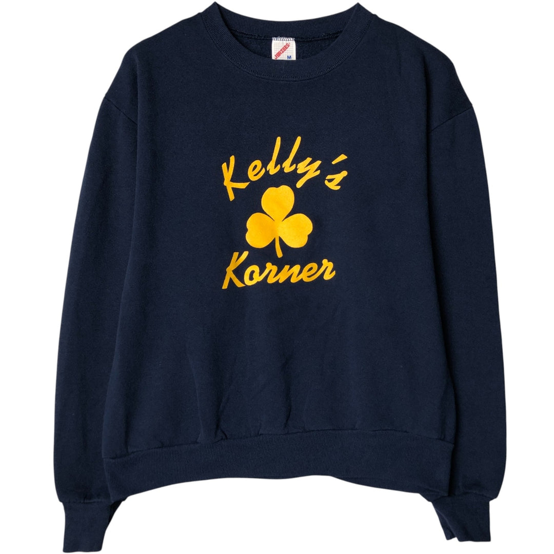 Vintage 90'S Jerzees printed sweatshirt, made in the USA, size M, men's cotton navy blue type Vintage Second Hand