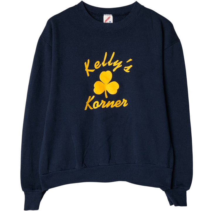Vintage 90'S Jerzees printed sweatshirt, made in the USA, size M, men's cotton navy blue type Vintage Second Hand