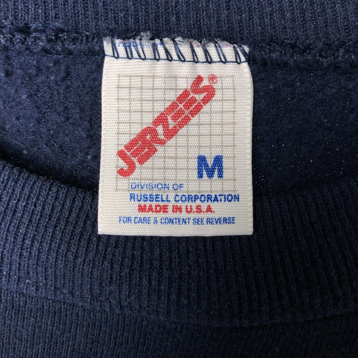 Vintage 90'S Jerzees printed sweatshirt, made in the USA, size M, men's cotton navy blue type Vintage Second Hand