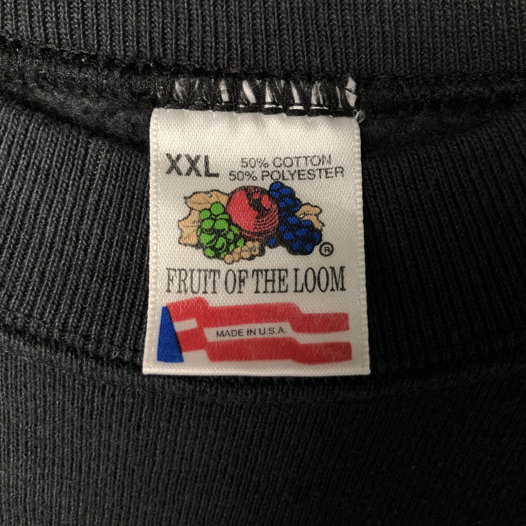 Vintage 90'S Fruit of the Loom print sweatshirt, made in the USA, men's size XXL cotton black type Vintage Second Hand