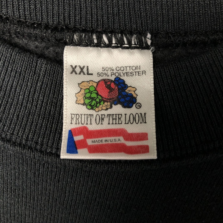 Vintage 90'S Fruit of the Loom print sweatshirt, made in the USA, men's size XXL cotton black type Vintage Second Hand
