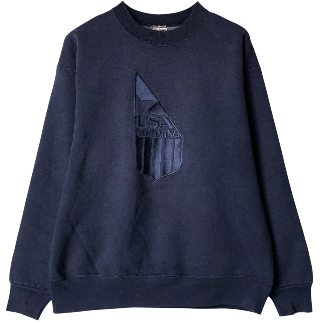90'S Fruit of the Loom Super Cotton Sweatshirt, Made in USA, Men's Size L, Vintage cotton navy blue type Vintage Second Hand
