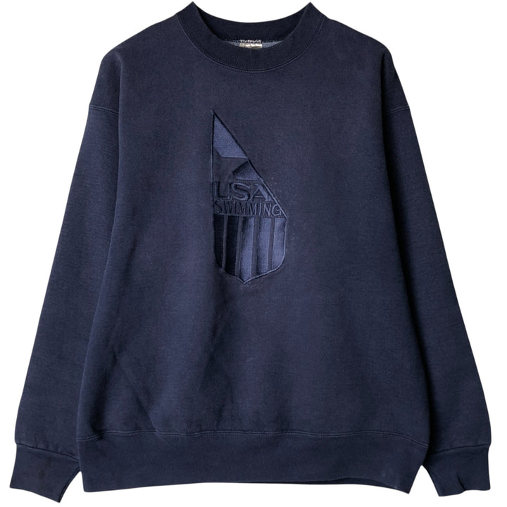 90'S Fruit of the Loom Super Cotton Sweatshirt, Made in USA, Men's Size L, Vintage cotton navy blue type Vintage Second Hand