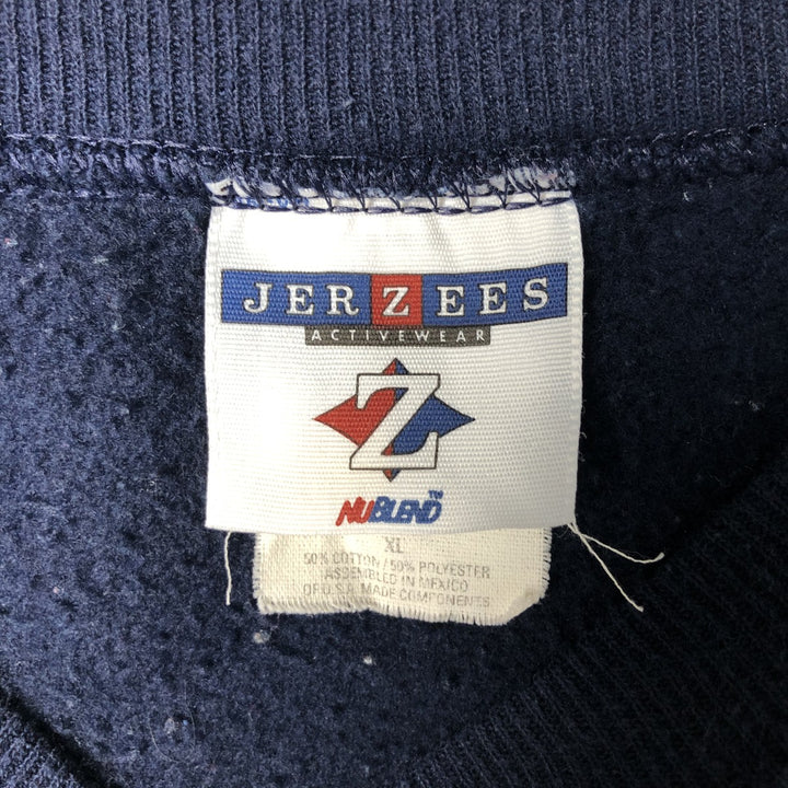 Vintage 90'S Jerzees printed sweatshirt, men's size XL cotton navy blue type Vintage Second Hand