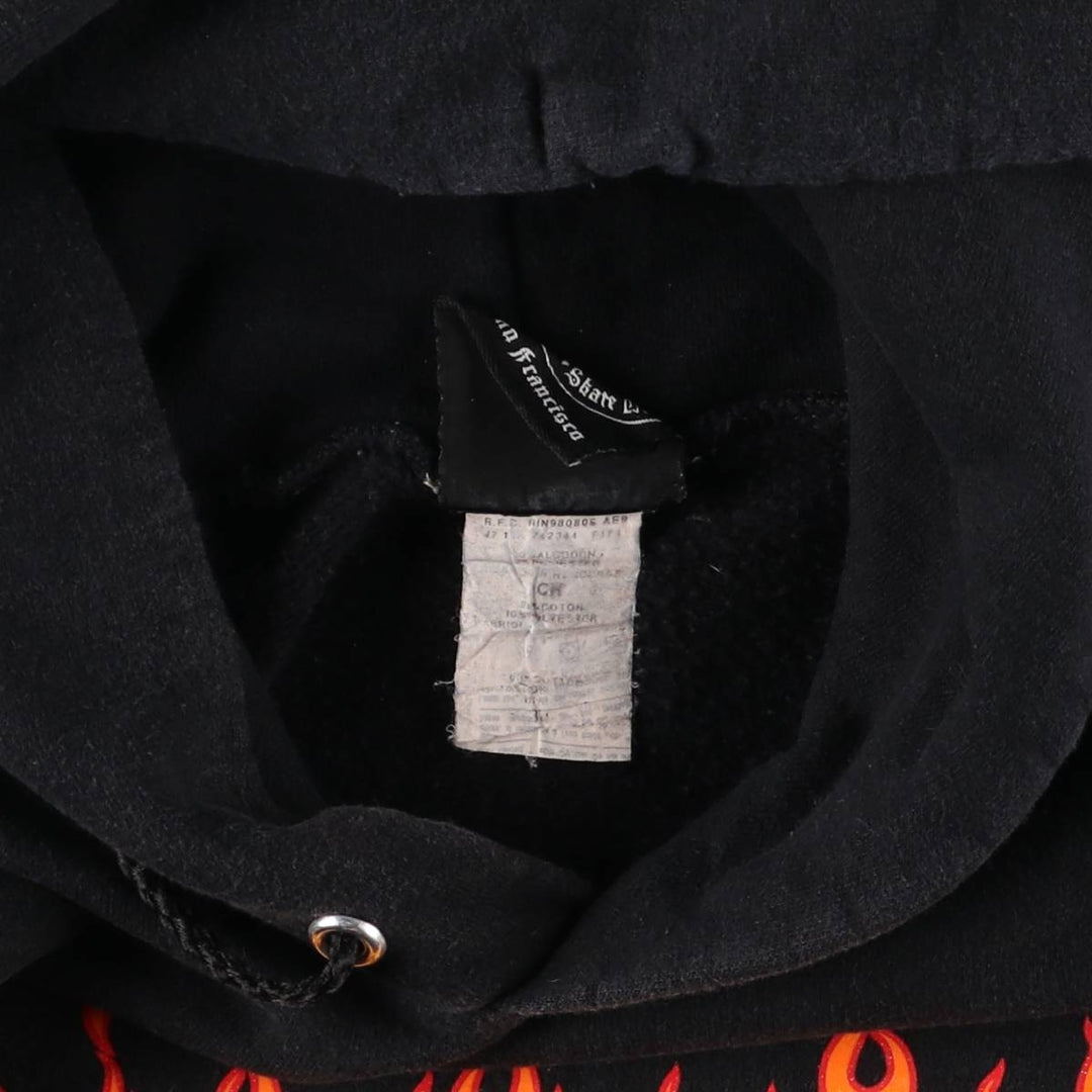 Thrasher Fire Pattern Pullover Hoodie, Men's Size Small cotton black type Vintage Second Hand