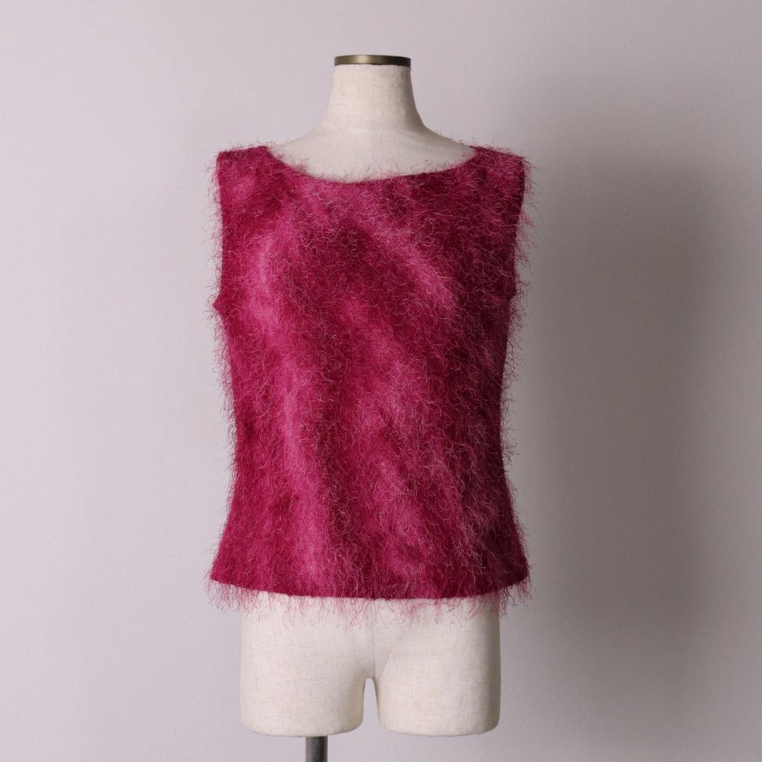 BETTE PAIGE Shaggy Vest, Made in USA, Women's Size L polyester purple type Vintage Second Hand