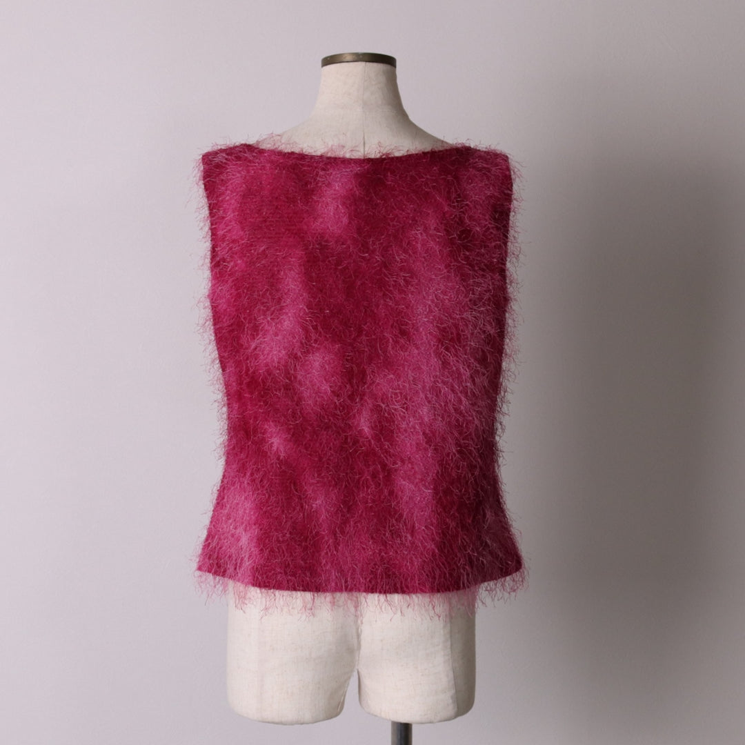 BETTE PAIGE Shaggy Vest, Made in USA, Women's Size L polyester purple type Vintage Second Hand