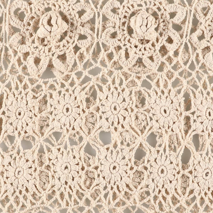 V-neck crochet long-sleeved summer knit sweater, women's size M unclear ivory Vintage Second Hand