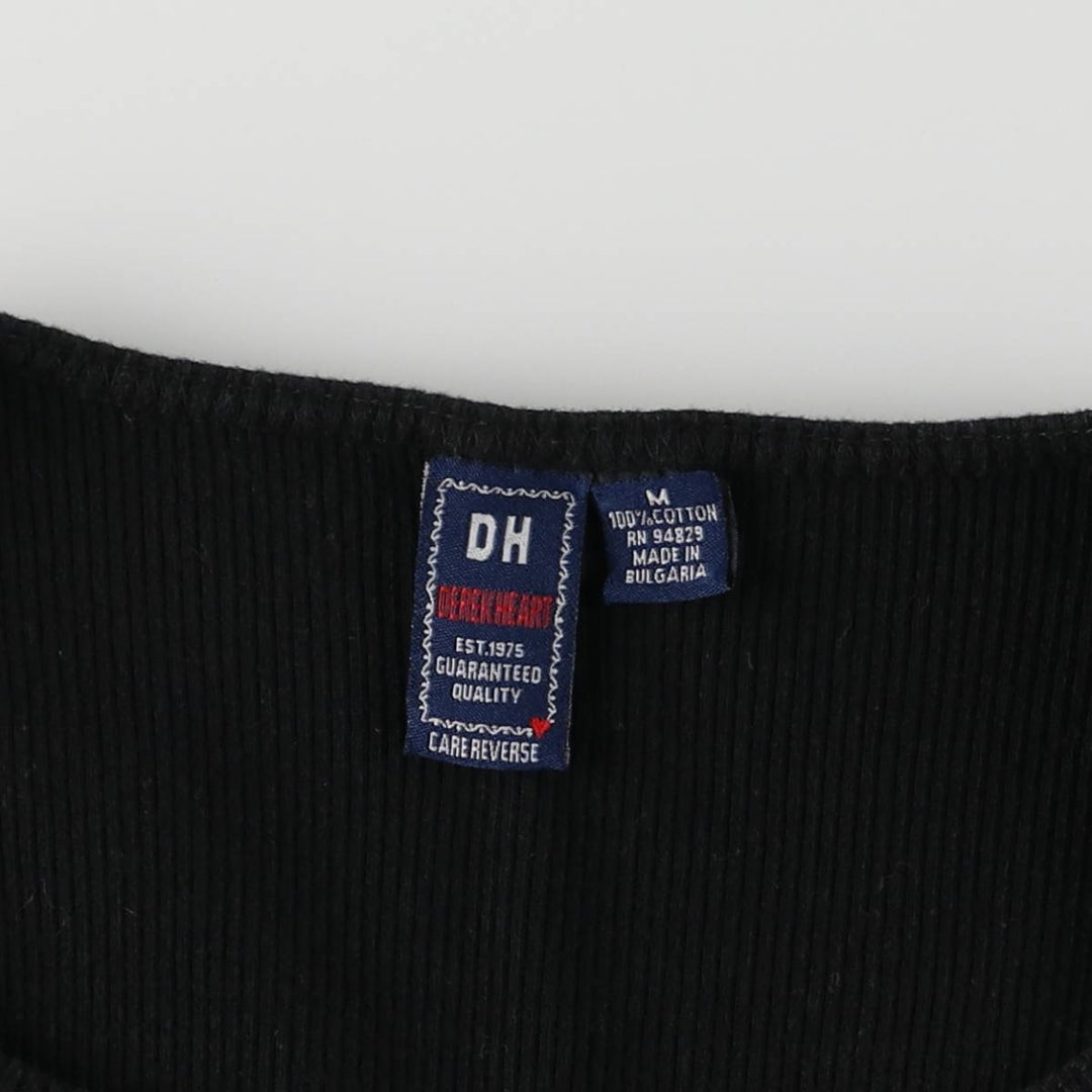 DELEK HEART Open-Front Cropped Tank Top, Women's Size M cotton black type Vintage Second Hand