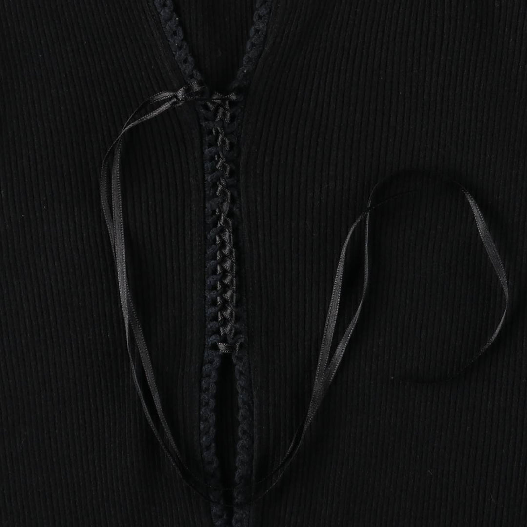 DELEK HEART Open-Front Cropped Tank Top, Women's Size M cotton black type Vintage Second Hand