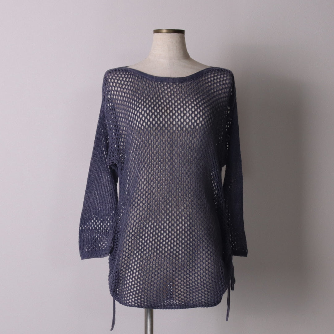 CHICO'S Boat Neck Long Sleeve Summer Knit Sweater, Women's Size M unclear blue type Vintage Second Hand