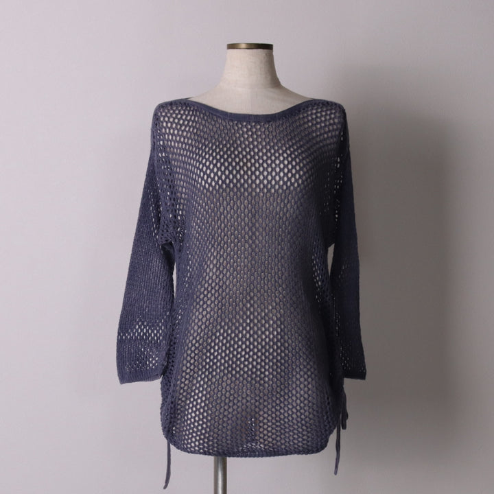 CHICO'S Boat Neck Long Sleeve Summer Knit Sweater, Women's Size M unclear blue type Vintage Second Hand