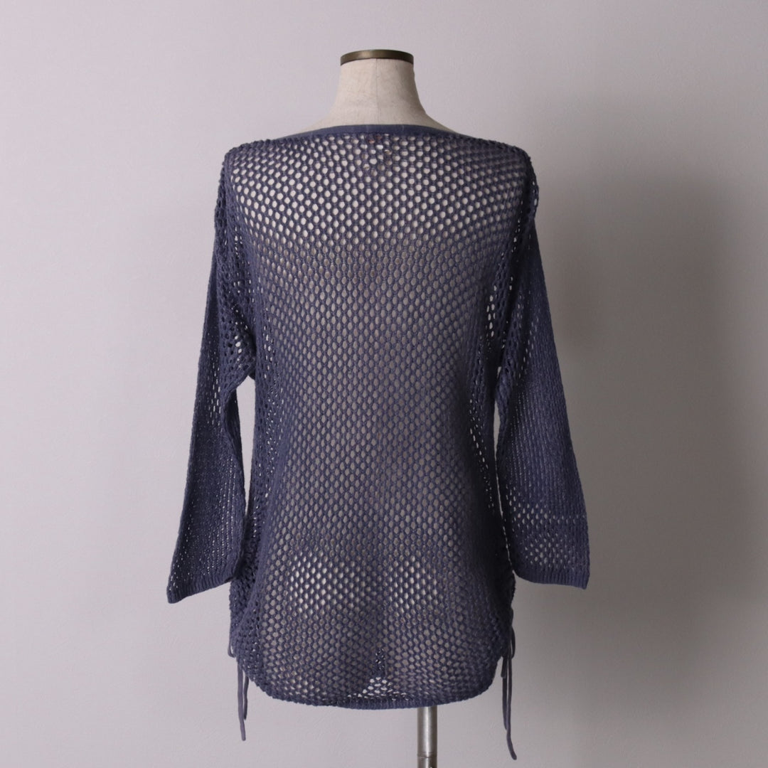 CHICO'S Boat Neck Long Sleeve Summer Knit Sweater, Women's Size M unclear blue type Vintage Second Hand