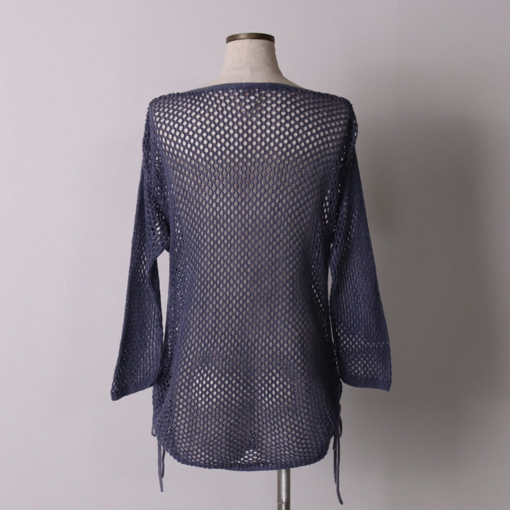 CHICO'S Boat Neck Long Sleeve Summer Knit Sweater, Women's Size M unclear blue type Vintage Second Hand