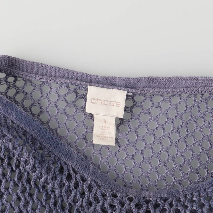 CHICO'S Boat Neck Long Sleeve Summer Knit Sweater, Women's Size M unclear blue type Vintage Second Hand