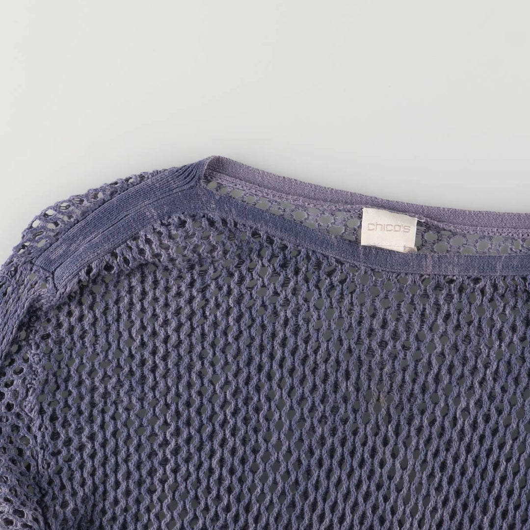 CHICO'S Boat Neck Long Sleeve Summer Knit Sweater, Women's Size M unclear blue type Vintage Second Hand