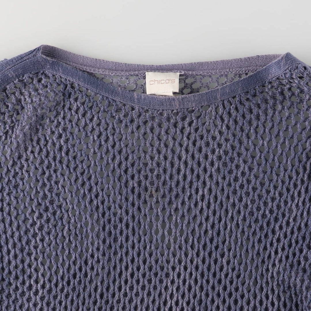 CHICO'S Boat Neck Long Sleeve Summer Knit Sweater, Women's Size M unclear blue type Vintage Second Hand