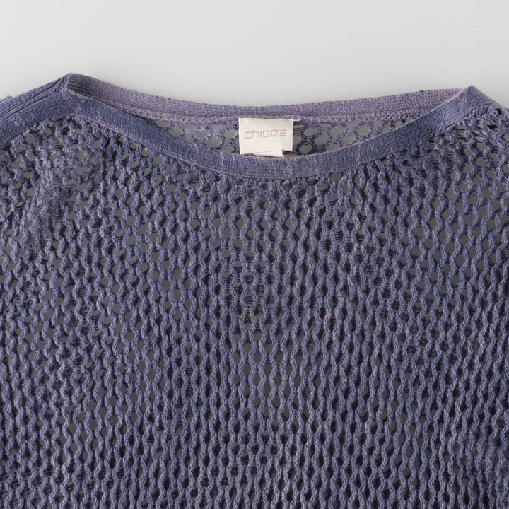 CHICO'S Boat Neck Long Sleeve Summer Knit Sweater, Women's Size M unclear blue type Vintage Second Hand