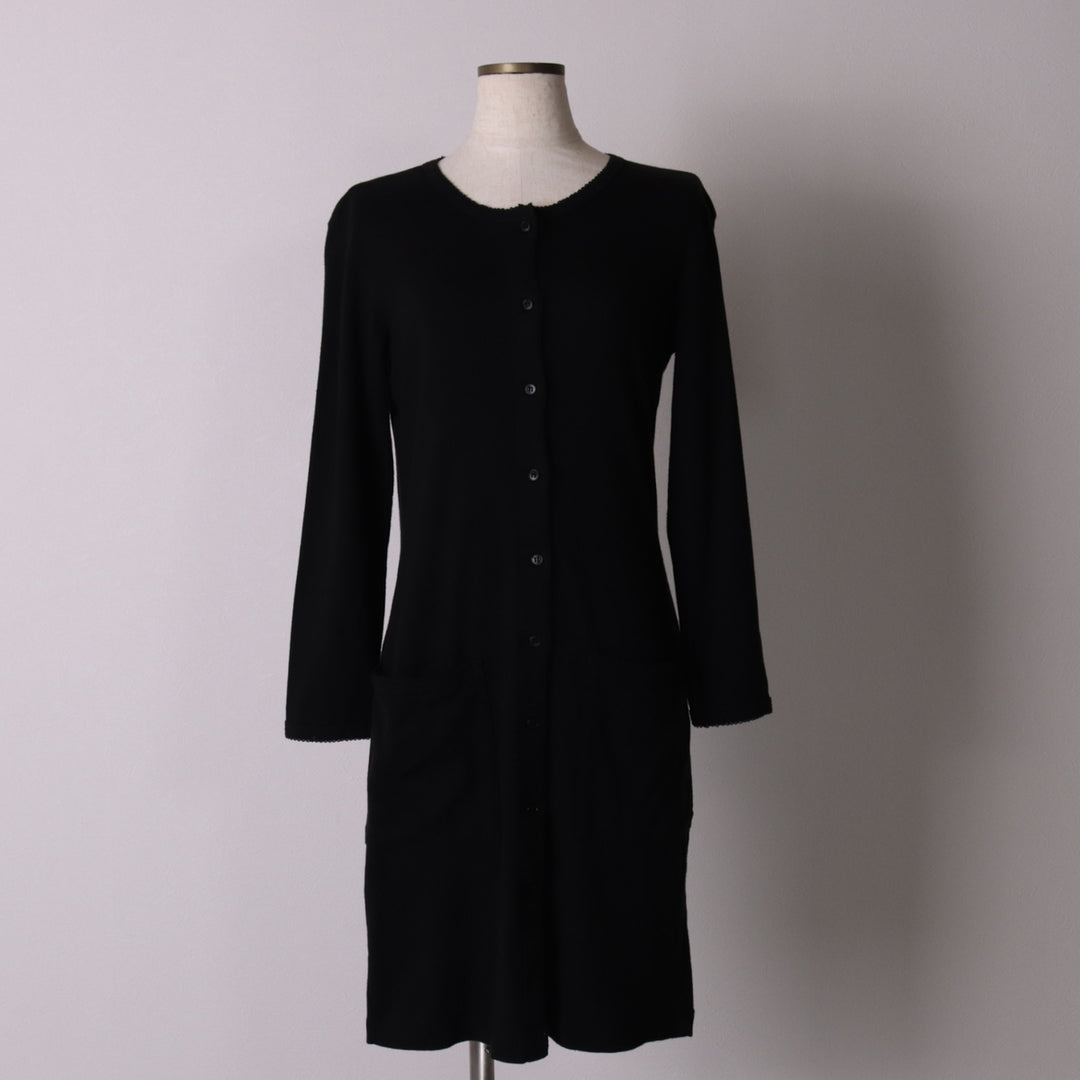 agnes b. PARIS half-length long-sleeved dress with front closure, size S cotton black type Vintage Second Hand