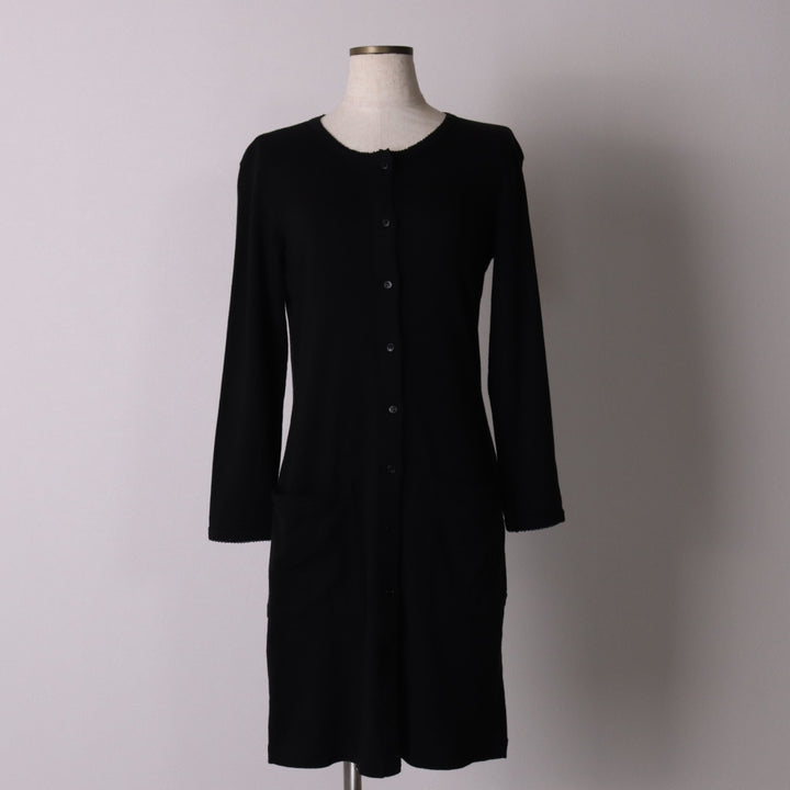 agnes b. PARIS half-length long-sleeved dress with front closure, size S cotton black type Vintage Second Hand