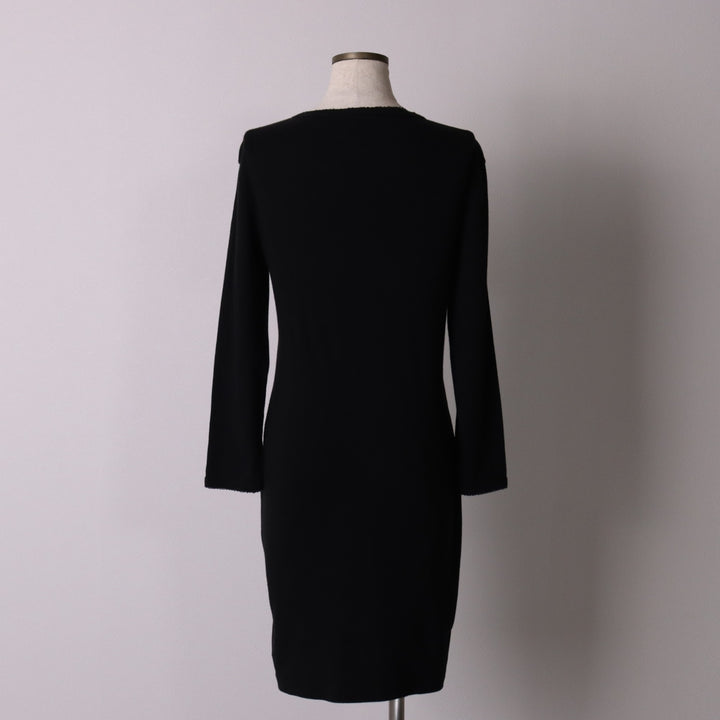 agnes b. PARIS half-length long-sleeved dress with front closure, size S cotton black type Vintage Second Hand