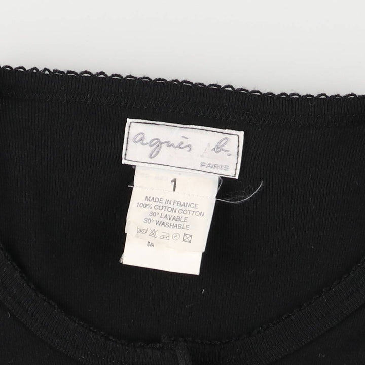 agnes b. PARIS half-length long-sleeved dress with front closure, size S cotton black type Vintage Second Hand