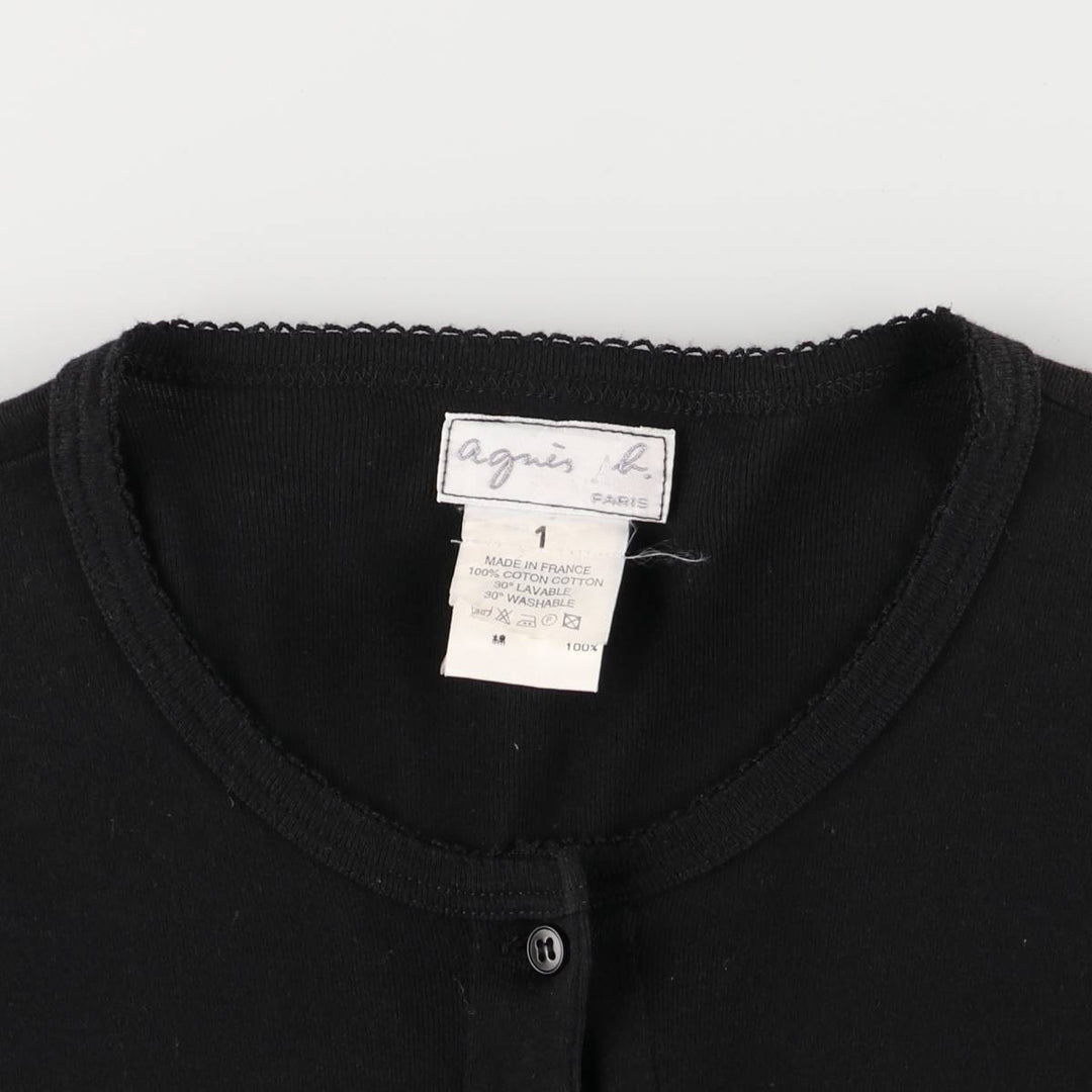 agnes b. PARIS half-length long-sleeved dress with front closure, size S cotton black type Vintage Second Hand