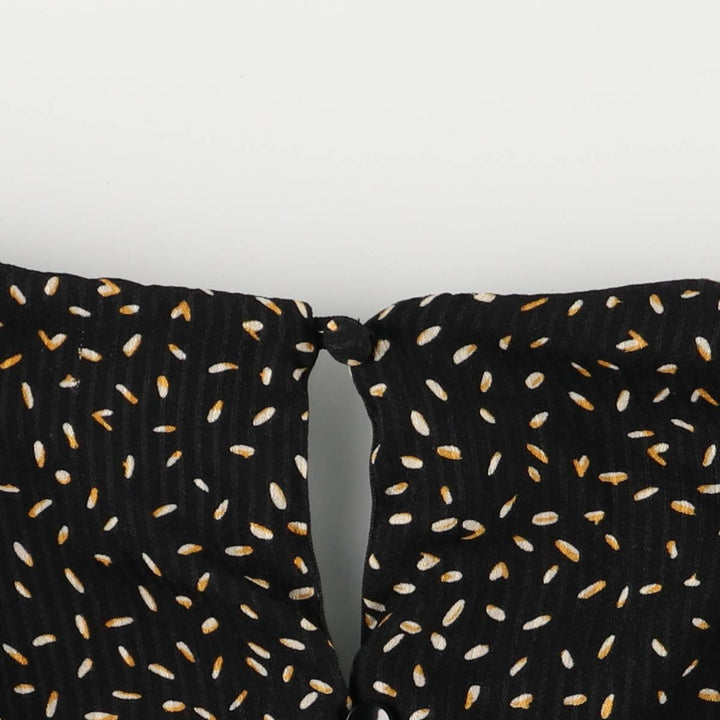 DOWNEAST All-Over Print Ruffle V-Neck Long Sleeve Jumpsuit, Women's Size XS unclear black type Vintage Second Hand