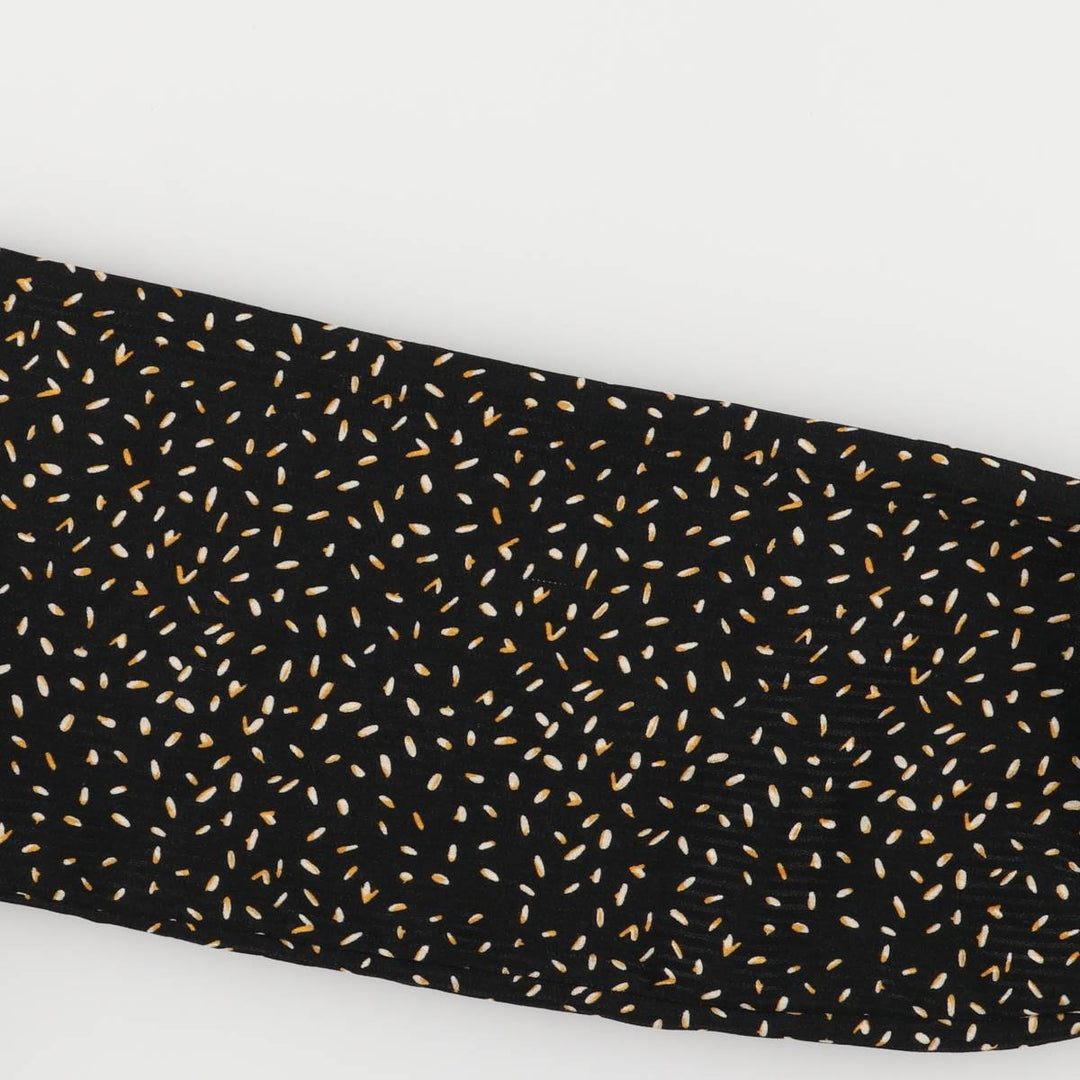 DOWNEAST All-Over Print Ruffle V-Neck Long Sleeve Jumpsuit, Women's Size XS unclear black type Vintage Second Hand