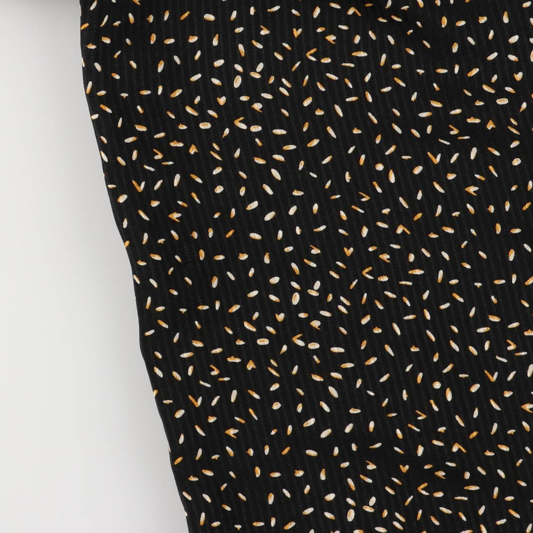 DOWNEAST All-Over Print Ruffle V-Neck Long Sleeve Jumpsuit, Women's Size XS unclear black type Vintage Second Hand