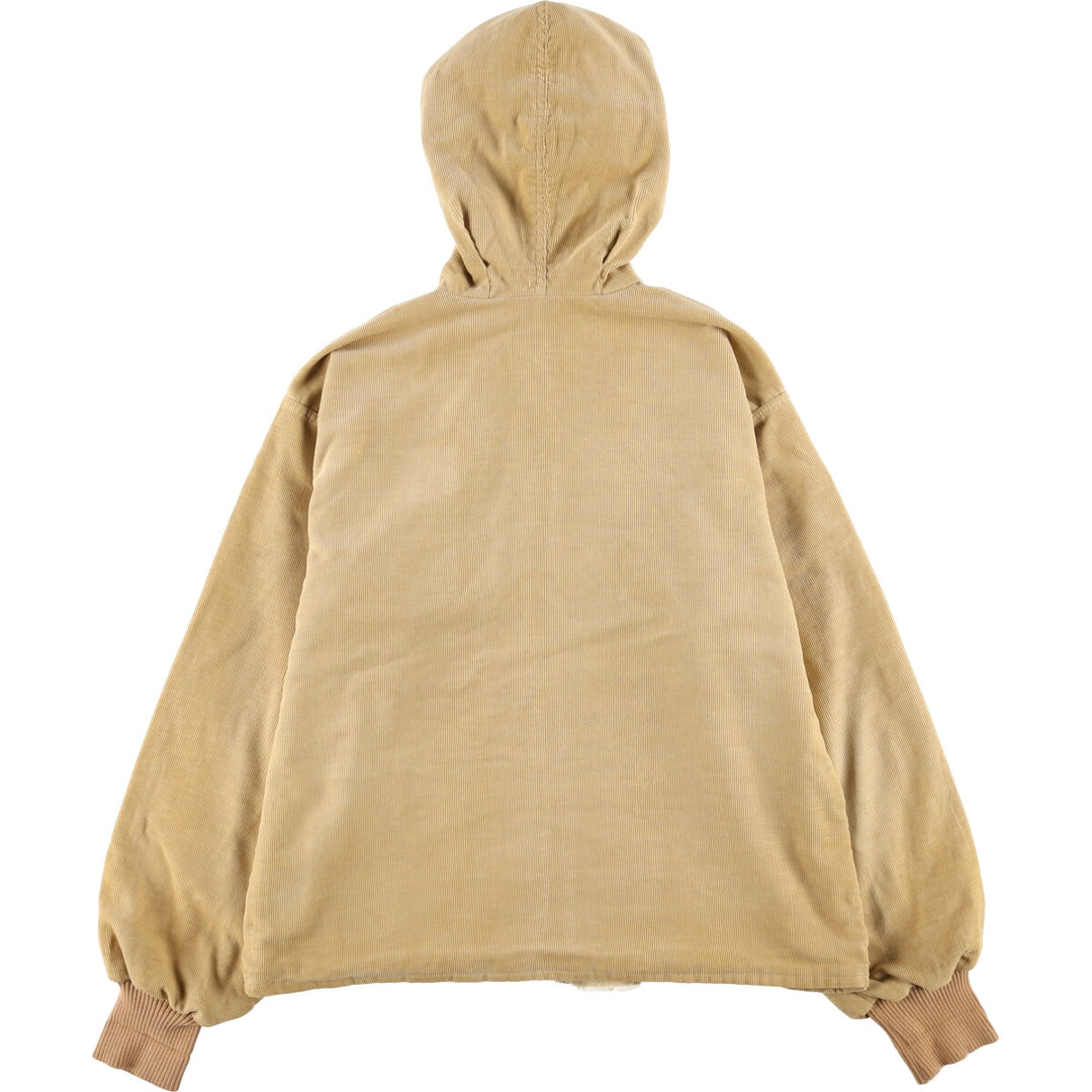 Hooded corduroy jacket, men's size L unclear beige type brown Vintage Second Hand
