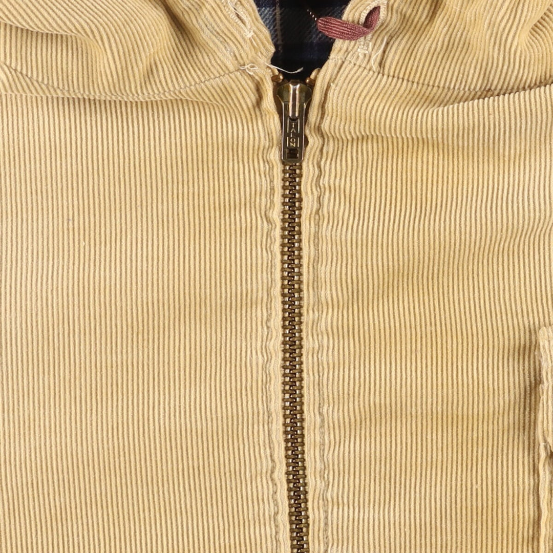 Hooded corduroy jacket, men's size L unclear beige type brown Vintage Second Hand