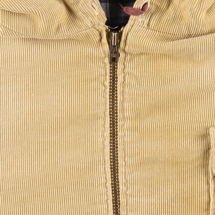 Hooded corduroy jacket, men's size L unclear beige type brown Vintage Second Hand