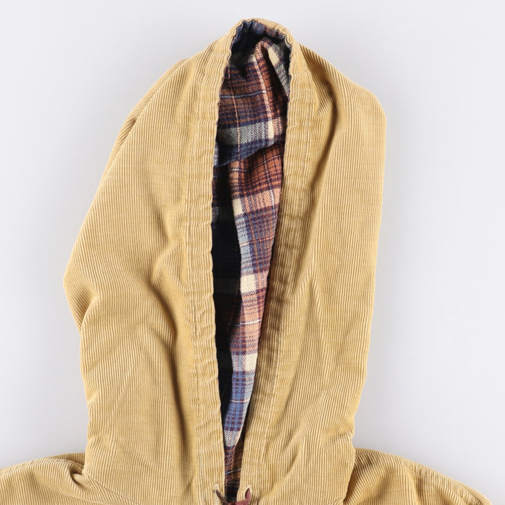 Hooded corduroy jacket, men's size L unclear beige type brown Vintage Second Hand