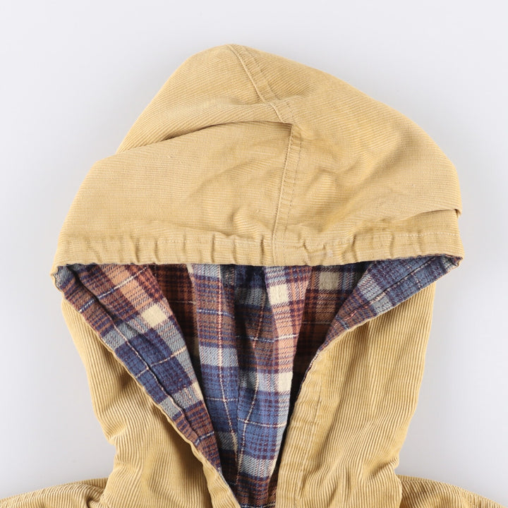 Hooded corduroy jacket, men's size L unclear beige type brown Vintage Second Hand