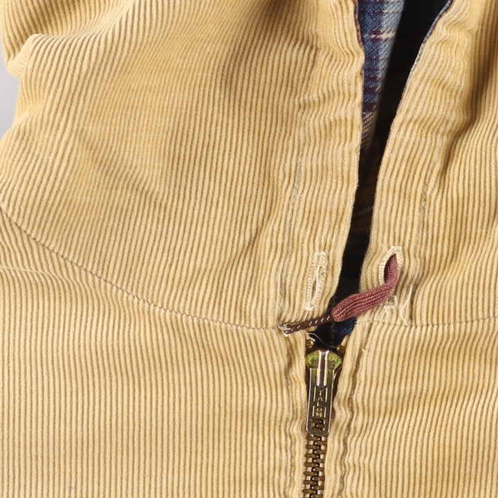 Hooded corduroy jacket, men's size L unclear beige type brown Vintage Second Hand