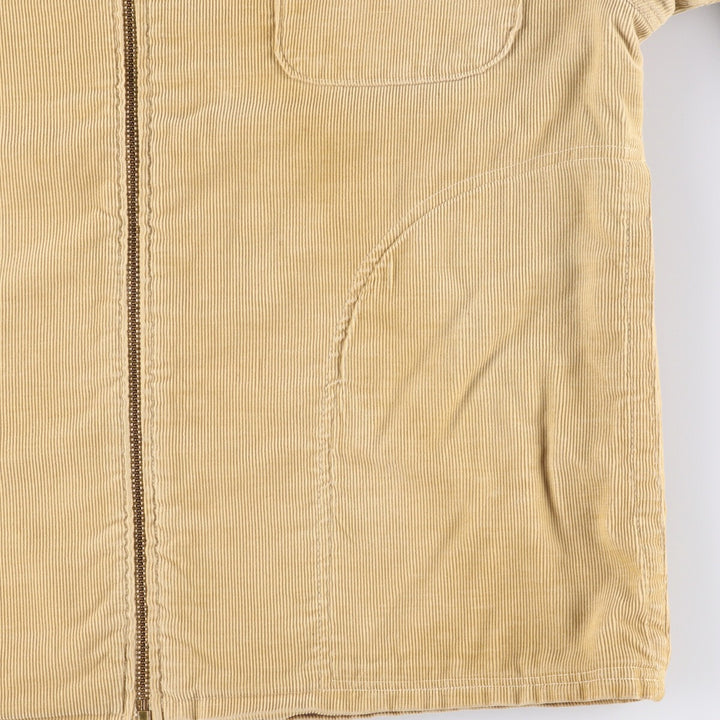Hooded corduroy jacket, men's size L unclear beige type brown Vintage Second Hand