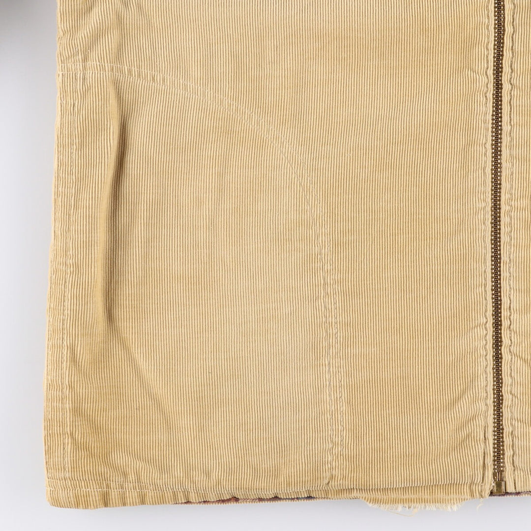 Hooded corduroy jacket, men's size L unclear beige type brown Vintage Second Hand
