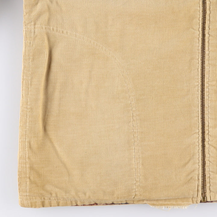 Hooded corduroy jacket, men's size L unclear beige type brown Vintage Second Hand