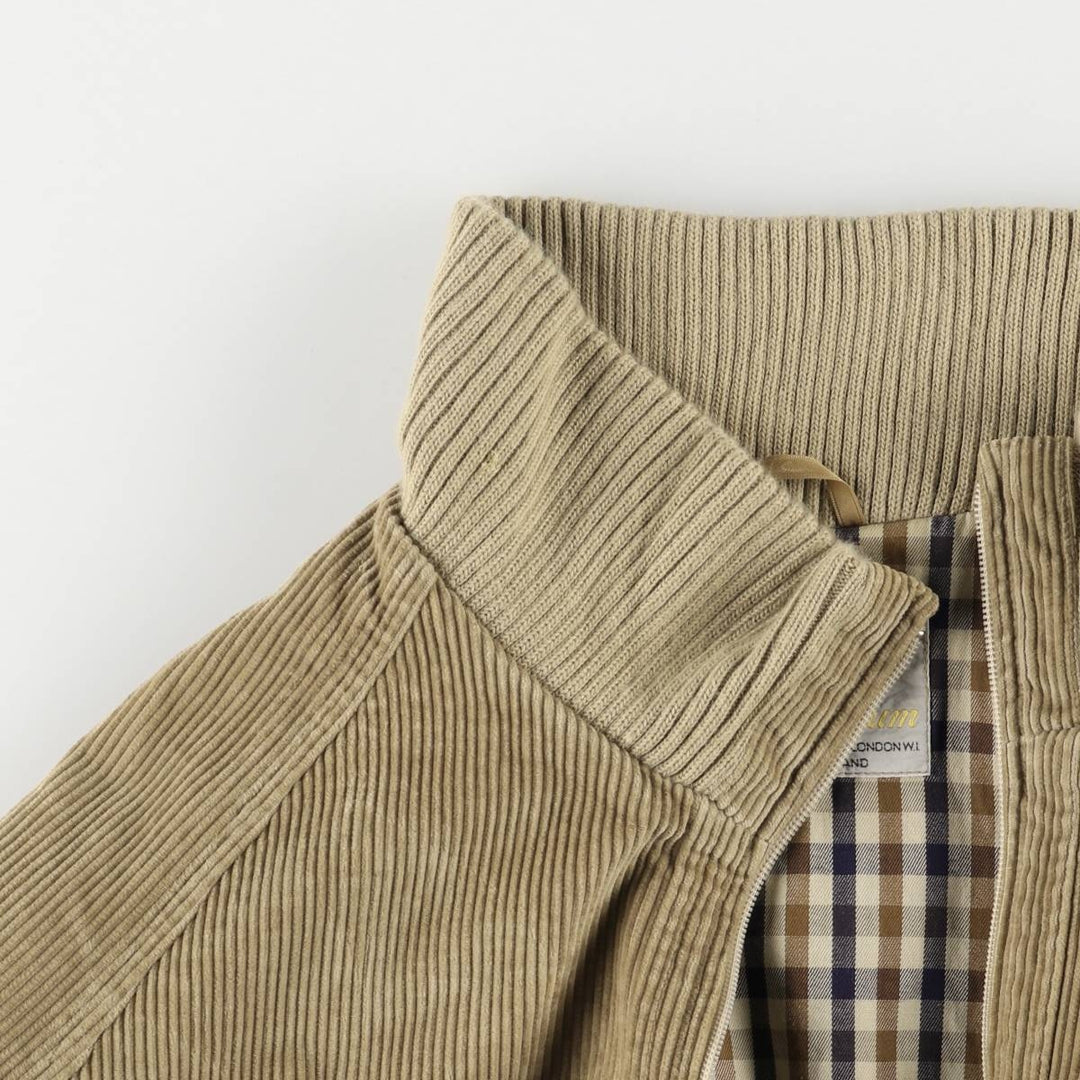 Aquascutum high-neck corduroy jacket, made in the UK, men's size L cotton beige type brown Vintage Second Hand