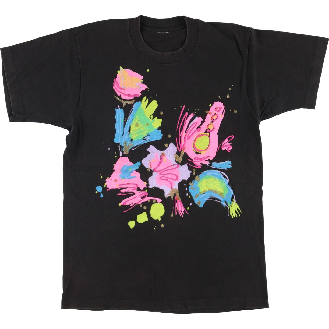 ~90'S Vintage Printed T-shirt, Men's S size unclear black type Vintage Second Hand